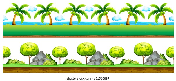 Fondo sin igual con árboles en la ilustración del parque