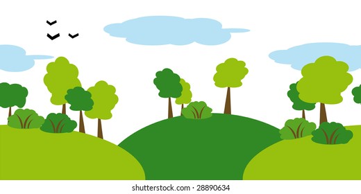Seamless background with trees. Vector illustrations.
