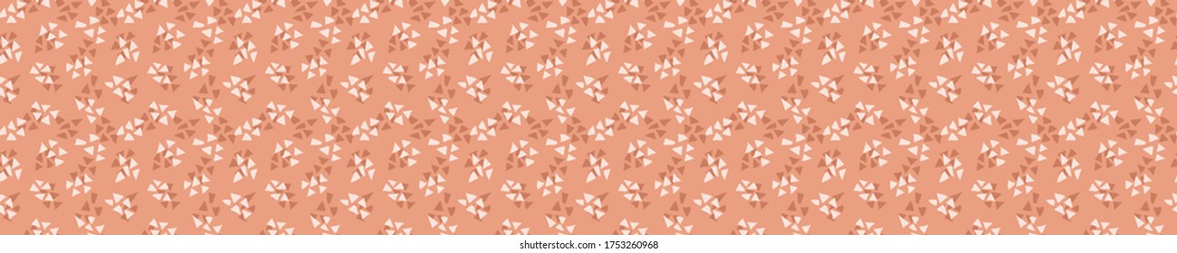 Seamless background triangle banner. Gender neutral baby pattern. Simple whimsical minimal earthy 2 tone color. Kids nursery confetti border or boho fashion tribbon trim