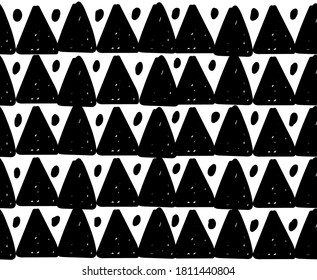 Seamless background with triangles. Black and white shapes