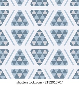 Seamless background with triangles and lines. Lines and triangles of different sizes are arranged in rows inside other triangles. Vector illustration for packaging and business.