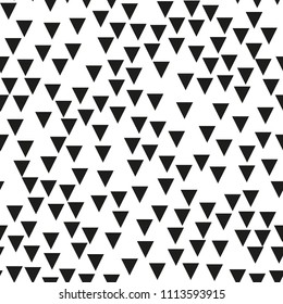 Seamless background with triangles.  Modern minimalistic style. One color black on white. Geometric pattern. Minimal design for printing on fabric, paper, wrapper, textile. Vector illustration