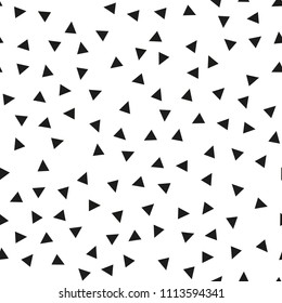 Seamless background with triangles.  Modern minimalistic style. One color black on white. Geometric pattern. Minimal design for printing on fabric, paper, wrapper, textile. Vector illustration