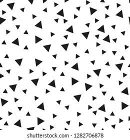 Seamless background with triangles. Modern minimalistic style. One color black on white. Geometric pattern. Minimal design for printing on fabric, paper, wrapper, textile. Vector illustration - Vector