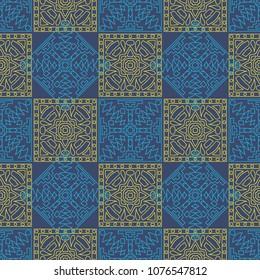 Seamless background.  Tribal color pattern for wallpaper or cloth design. Abstract geometrical ethnic ornament with northern motifs. Vector texture.