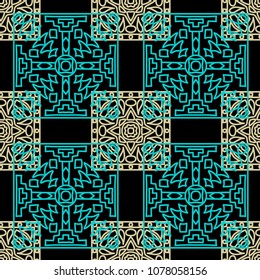 Seamless background.  Tribal color pattern for paper or cover. Abstract geometrical ethnic ornament with northern motifs. Vector texture.