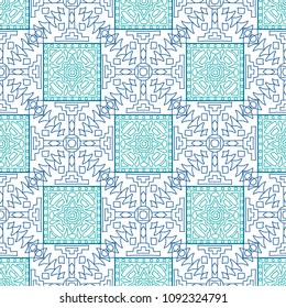 Seamless background.  Tribal color pattern for wallpaper or cloth design. Abstract geometrical ethnic ornament with northern motifs. Vector texture.