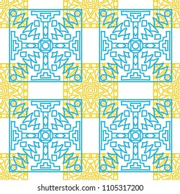 Seamless background.  Tribal color pattern for fabric or paper. Abstract geometrical ethnic ornament with northern motifs. Vector texture.