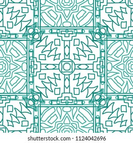 Seamless background.  Tribal color pattern for fabric or paper. Abstract geometrical ethnic ornament with northern motifs. Vector texture.