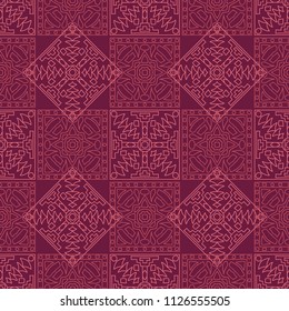 Seamless background.  Tribal color pattern for fabric or paper. Abstract geometrical ethnic ornament with northern motifs. Vector texture.