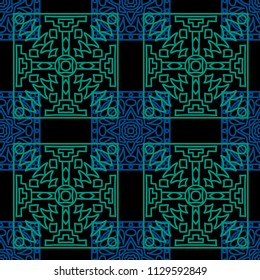 Seamless background.  Tribal color pattern for wallpaper or cloth design. Abstract geometrical ethnic ornament with northern motifs. Vector texture.