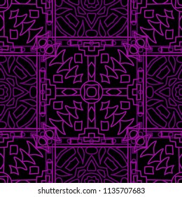 Seamless background.  Tribal color pattern for fabric or paper. Abstract geometrical ethnic ornament with northern motifs. Vector texture.