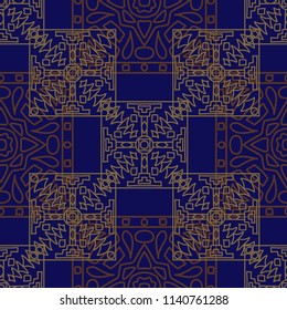 Seamless background.  Tribal color pattern for fabric or paper. Abstract geometrical ethnic ornament with northern motifs. Vector texture.