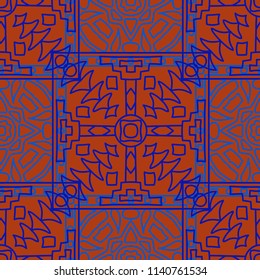 Seamless background.  Tribal color pattern for wallpaper or cloth design. Abstract geometrical ethnic ornament with northern motifs. Vector texture.