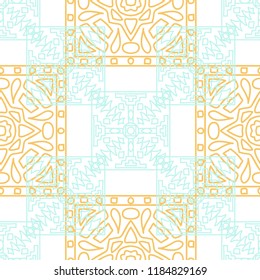Seamless background.  Tribal color pattern for wallpaper or cloth design. Abstract geometrical ethnic ornament with northern motifs. Vector texture.