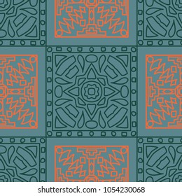 Seamless background.  Tribal color vector pattern for paper or cover. Abstract geometrical ethnic ornament with northern motifs. Vector texture.