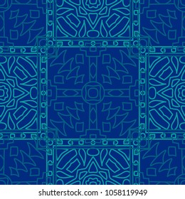 Seamless background.  Tribal color vector pattern for paper or cover. Abstract geometrical ethnic ornament with northern motifs. Vector texture.