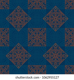 Seamless background.  Tribal color vector pattern for fabric or paper. Abstract geometrical ethnic ornament with northern motifs. Vector texture.