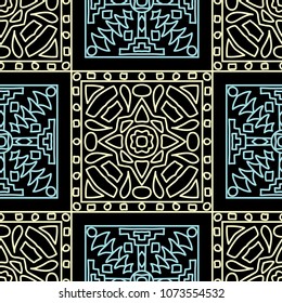 Seamless background.  Tribal color vector pattern for wallpaper or cloth design. Abstract geometrical ethnic ornament with northern motifs. Vector texture.