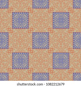 Seamless background.  Tribal color vector pattern for wallpaper or cloth design. Abstract geometrical ethnic ornament with northern motifs. Vector texture.