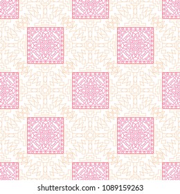 Seamless background.  Tribal color vector pattern for fabric or paper. Abstract geometrical ethnic ornament with northern motifs. Vector texture.