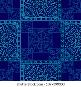 Seamless background.  Tribal color vector pattern for fabric or paper. Abstract geometrical ethnic ornament with northern motifs. Vector texture.