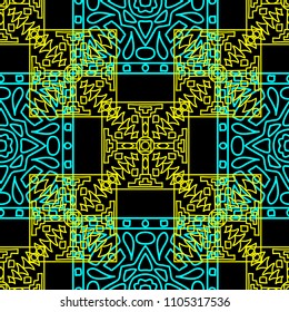 Seamless background.  Tribal color vector pattern for fabric or paper. Abstract geometrical ethnic ornament with northern motifs. Vector texture.
