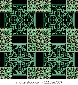 Seamless background.  Tribal color vector pattern for wallpaper or cloth design. Abstract geometrical ethnic ornament with northern motifs. Vector texture.