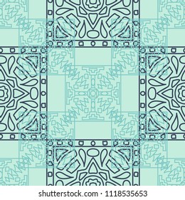 Seamless background.  Tribal color vector pattern for wallpaper or cloth design. Abstract geometrical ethnic ornament with northern motifs. Vector texture.