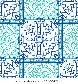 Seamless background.  Tribal color vector pattern for paper or cover. Abstract geometrical ethnic ornament with northern motifs. Vector texture.