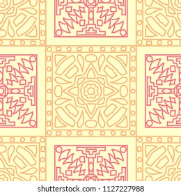 Seamless background.  Tribal color vector pattern for wallpaper or cloth design. Abstract geometrical ethnic ornament with northern motifs. Vector texture.