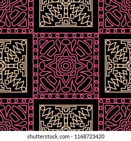 Seamless background.  Tribal color vector pattern for paper or cover. Abstract geometrical ethnic ornament with northern motifs. Vector texture.