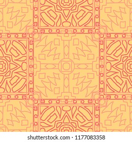 Seamless background.  Tribal color vector pattern for fabric or paper. Abstract geometrical ethnic ornament with northern motifs. Vector texture.