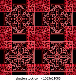 Seamless background.  Tribal colorful vector background for paper or cover. Abstract geometrical ethnic ornament with northern motifs. Vector texture.