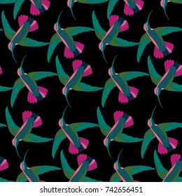seamless background with tropical birds