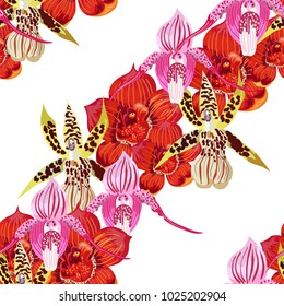 Seamless background with tropical flowers