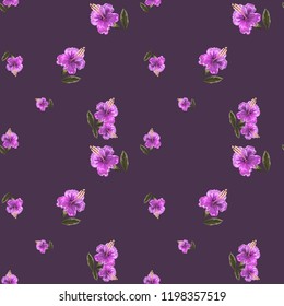 Seamless background with tropical flowers.