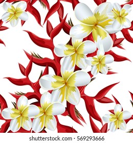 Seamless background with tropical flowers
