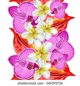Seamless background with tropical flowers