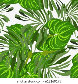 Seamless background with tropical flowers