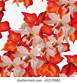 Seamless background with tropical flowers