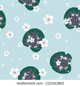 Seamless background with tropical flowers isolated.