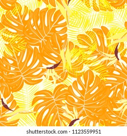 Seamless background with tropical flowers isolated.