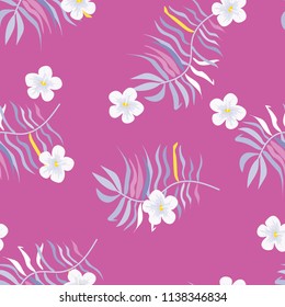 Seamless background with tropical flowers isolated.