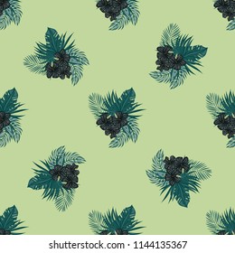 Seamless background with tropical flowers isolated.