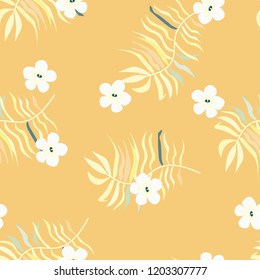 Seamless background with tropical flowers isolated.