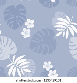 Seamless background with tropical flowers isolated.