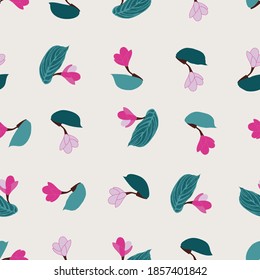 seamless background with tropical flowers and leaf, vector design for paper, fabric.