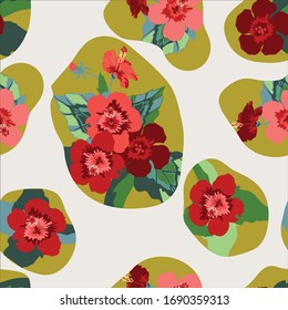 seamless background with tropical flowers, vector design