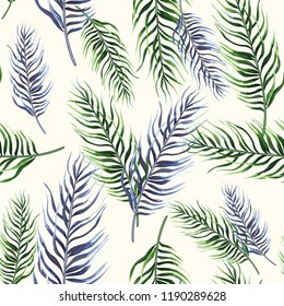 Seamless background with tropical leaves
